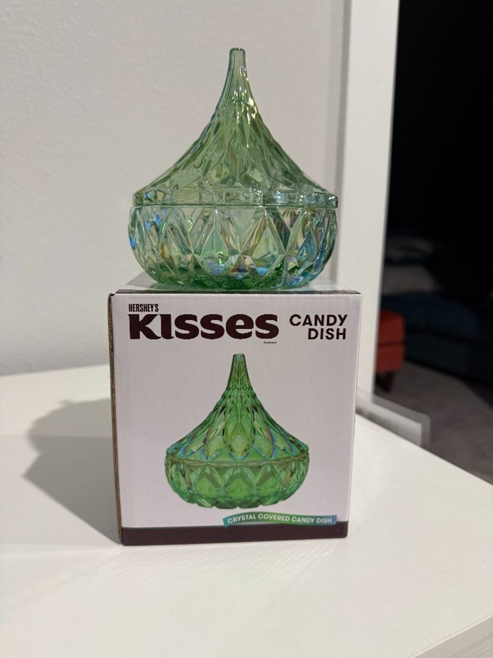 Hersey Kisses Glass Candy dish Green Carnival